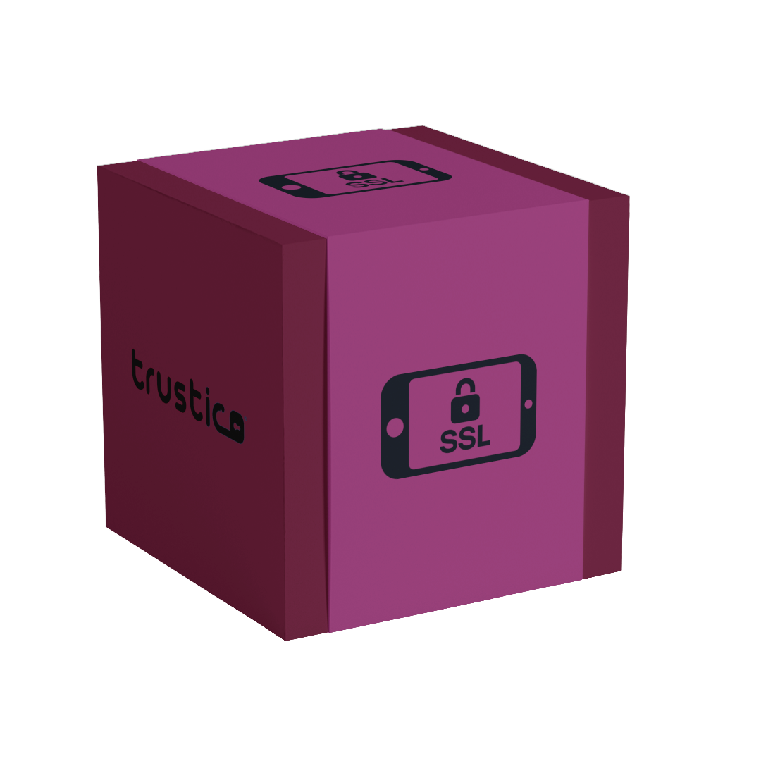 A purple cube featuring "Sectigo® EV + Multi Domain" and a padlock icon, representing top-tier SSL certification from Sectigo CA for enterprise-level security.